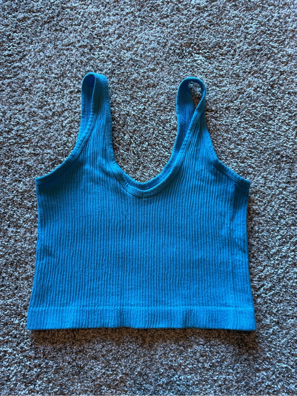 Urban Outfitters Teal Ribbed Scoop Neck Crop Tank